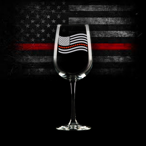 Thin Red Line Flag Wine Glass